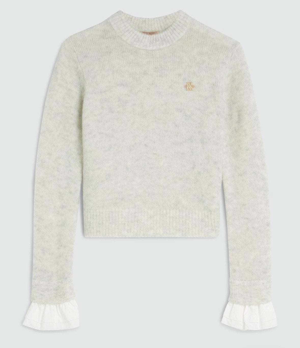 Josh V Maya trui grijs melange met afneembare volants, Kleding | Dames, Ophalen of Verzenden, Zo goed als nieuw, Maat 42/44 (L)