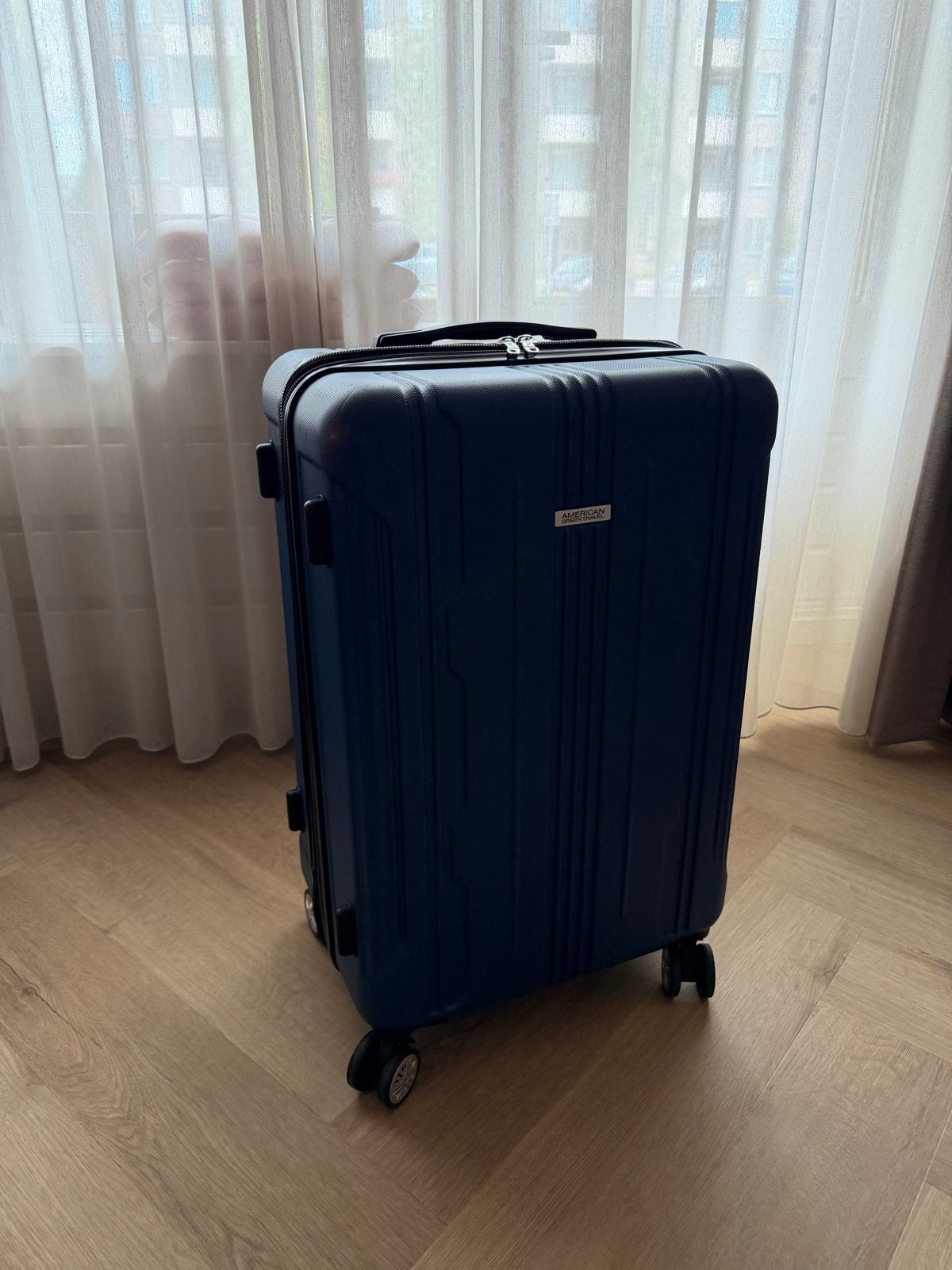 American Green Travel Reiskoffer - Blauw, Sieraden, Tassen en Uiterlijk, Ophalen of Verzenden, Zo goed als nieuw, Hard kunststof