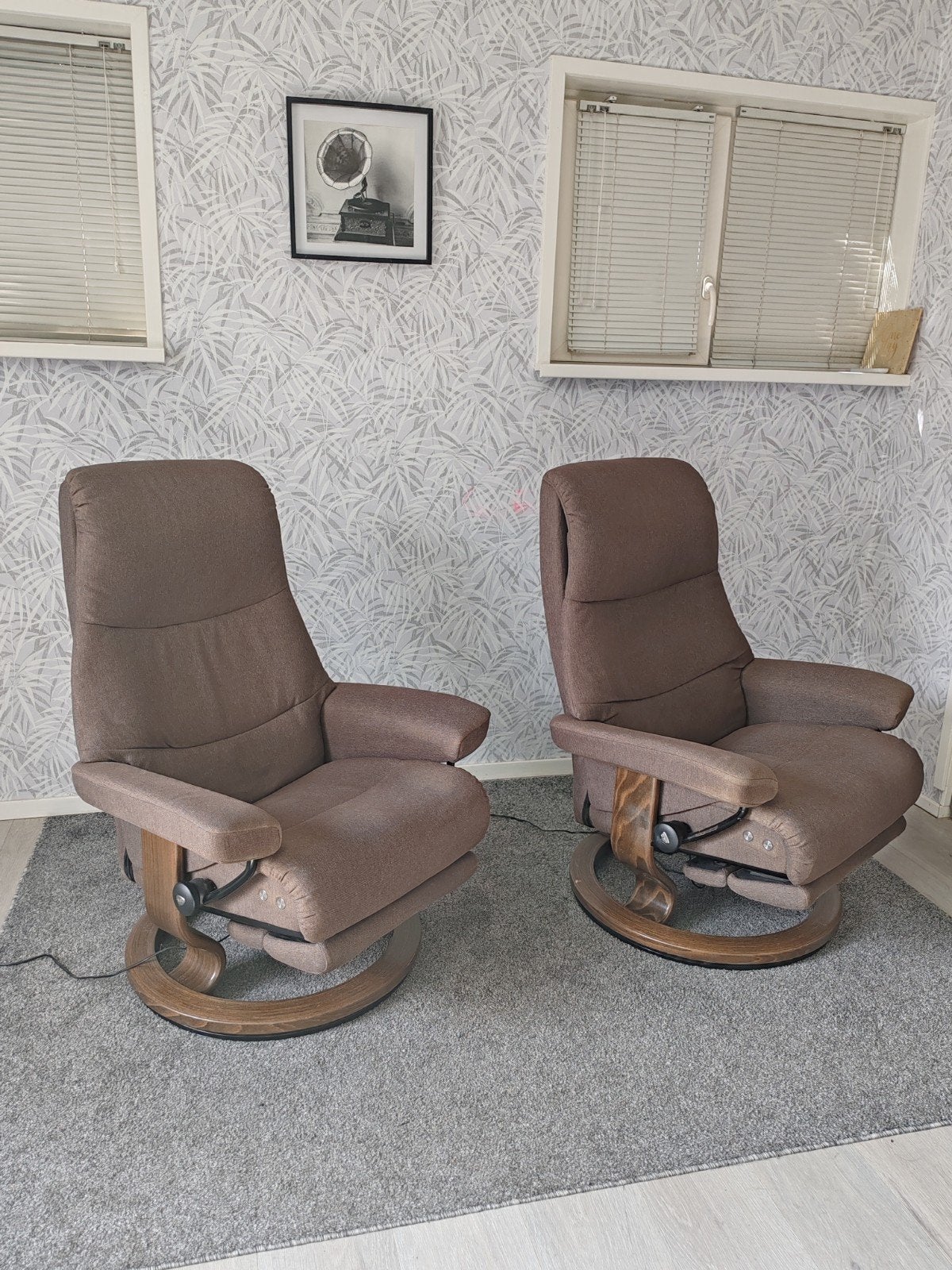 Stressless fauteuil - Bruin stoffen relaxstoel, Gebruikt, Minder dan 75 cm, Modern, Comfort, Ophalen of Verzenden