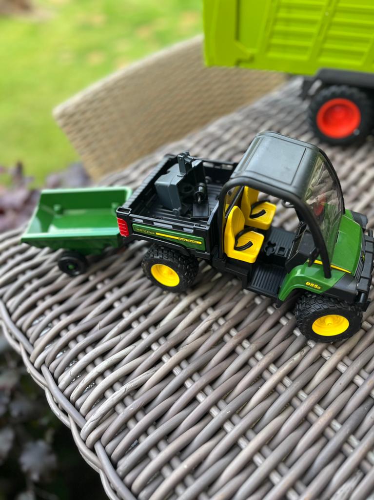 Bruder John Deere Gator 855D met aanhanger, Ophalen of Verzenden, Zo goed als nieuw