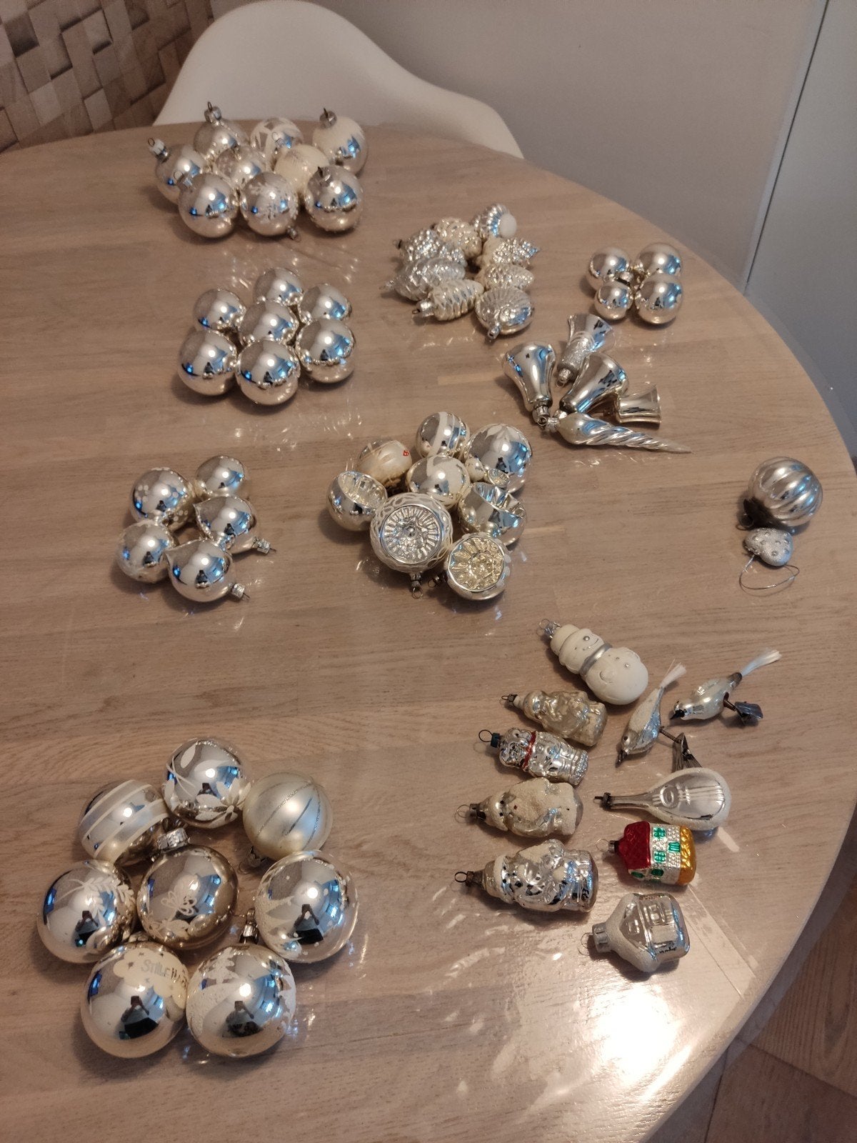 60 Vintage glazen kerstballen/figuren, Ophalen, Gebruikt