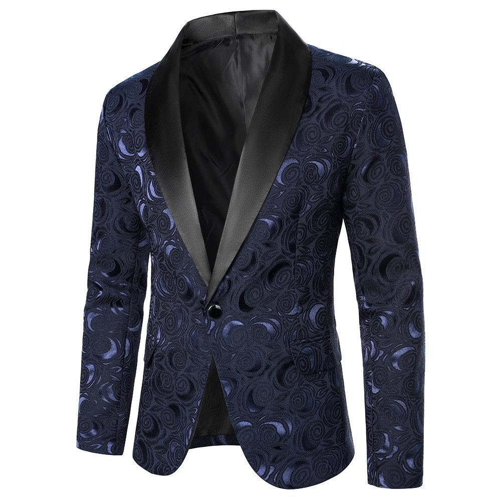 Heren blauw zwart rozen colbert blazer bloemen jasje mannen, Verzenden, Nieuw, Overige maten, Meerkleurig