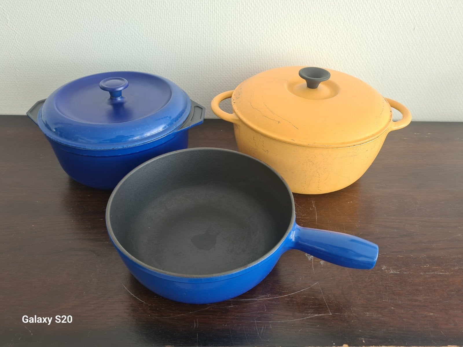 Gietijzeren pannen set - Braadpan, Koekenpan, Kookpan, Ophalen of Verzenden, Gebruikt, Gietijzer, Pannenset