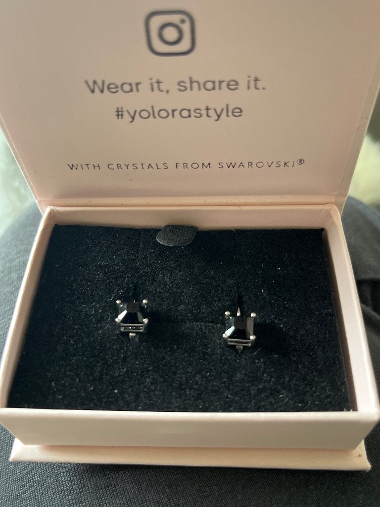 Yolora oorbellen met Swarovsky glas, Sieraden, Tassen en Uiterlijk, Oorbellen, Met kristal, Hangers, Zwart, Nieuw