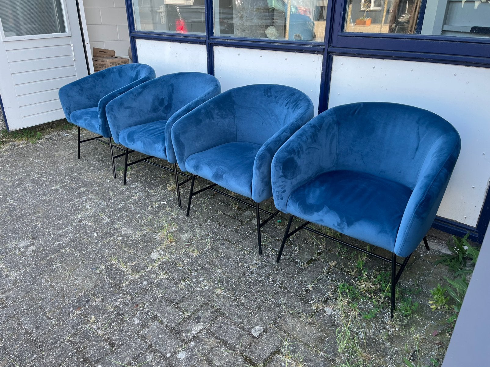 4 fauteuils velvet, Ophalen, Zo goed als nieuw, Minder dan 75 cm, 50 tot 75 cm