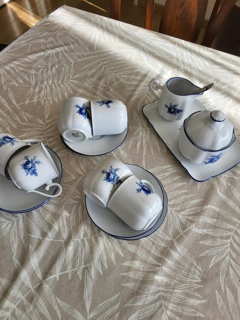 Feltmann Weiden Koffie/Theeservies - Blauw Bloem, Ophalen of Verzenden