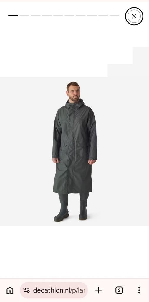 Decathlon lange heren regenjas XL, Ophalen of Verzenden, Solognac van Decathlon, Groen, Maat 56/58 (XL)