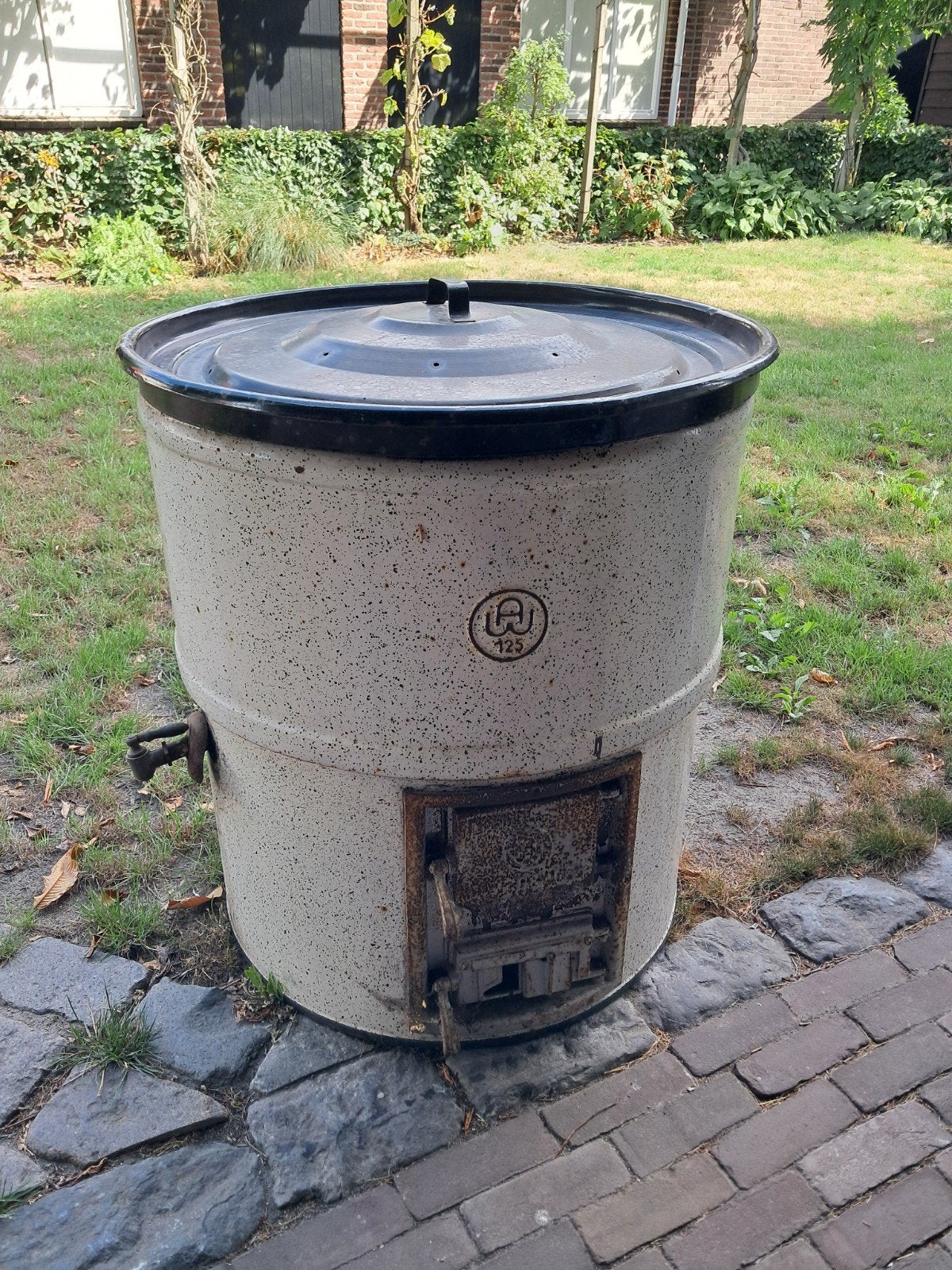 Vintage wasketel / wasmachine met kraan en deksel, Antiek en Kunst, Ophalen