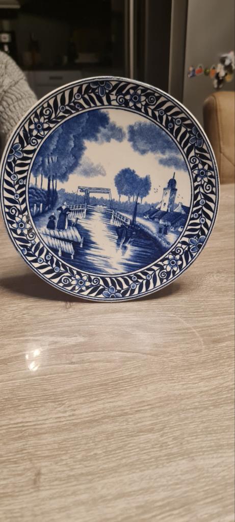 Delfts Blauw sierbord met Hollands landschap, Antiek en Kunst, Antiek | Wandborden en Tegels, Ophalen of Verzenden
