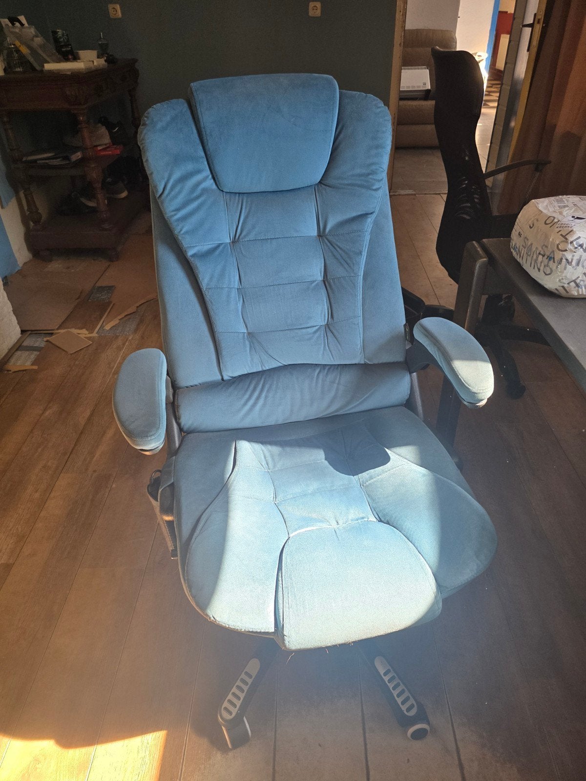 Ergonomische Gamingstoel met Vibratiemassage, Huis en Inrichting, Ophalen, Blauw, Zo goed als nieuw, Bureaustoel
