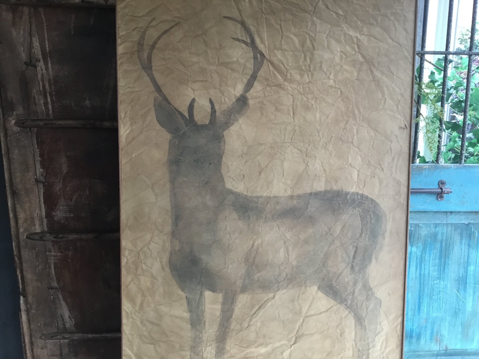 PTMD wandpaneel hert papier/hout 120cm, Ophalen, Nieuw