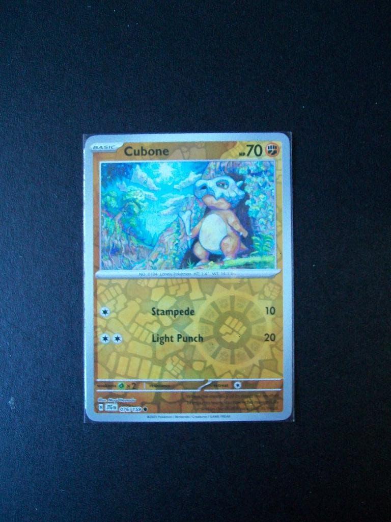1591. Nieuwe Pokemon Kaart Holofoil CUBONE HP 70 (076/159), Verzenden, Nieuw, Losse kaart, Foil