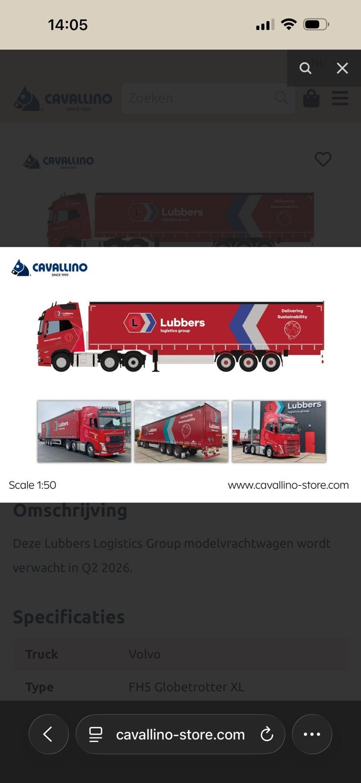 Cavallino 1:50  Lubbers. Geen Tekno/Wsi, Ophalen of Verzenden, Nieuw, Bus of Vrachtwagen, Overige merken