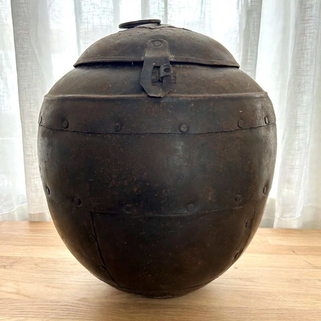 Antieke IJzeren Lota Waterpot 31cm - Brocante India 19eeuw, Antiek en Kunst, Ophalen of Verzenden