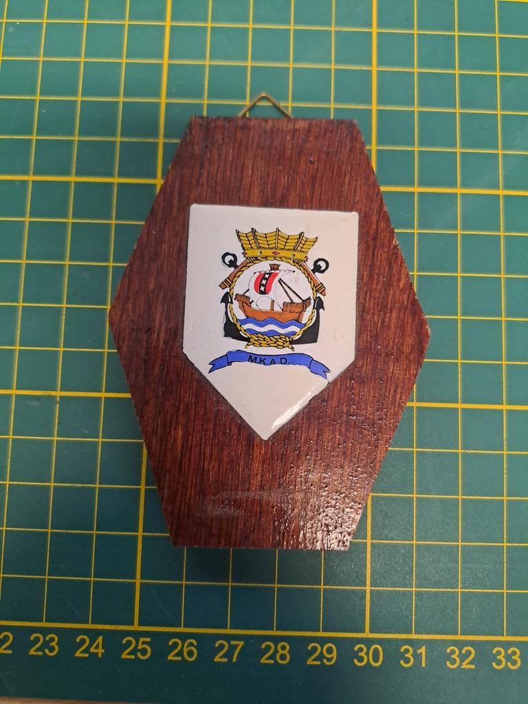 Vintage MKAD Marine Plaquette - Houten Schildje, Ophalen of Verzenden