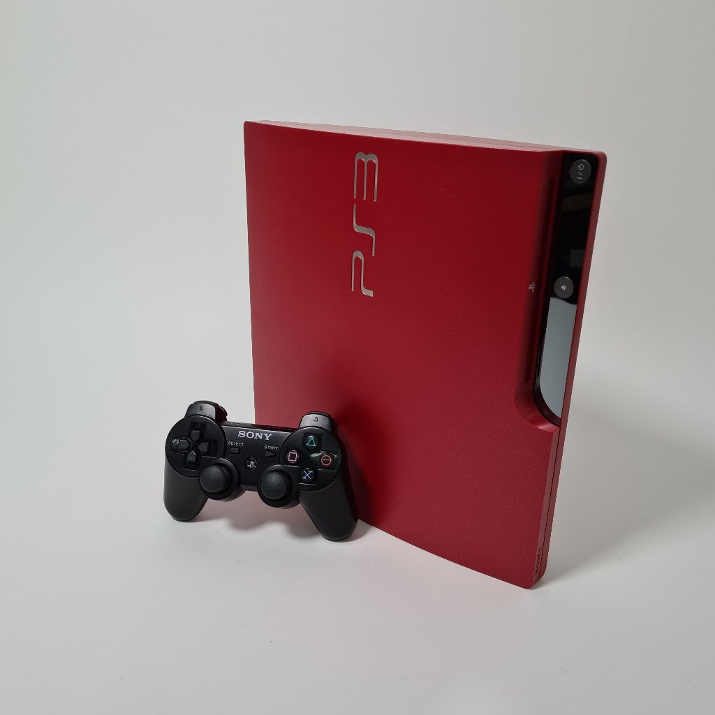 Playstation 3 Slim 320GB Rood Limited Editie Zwarte Remote, Spelcomputers en Games, Gebruikt, 320 GB, Ophalen of Verzenden, Met 1 controller