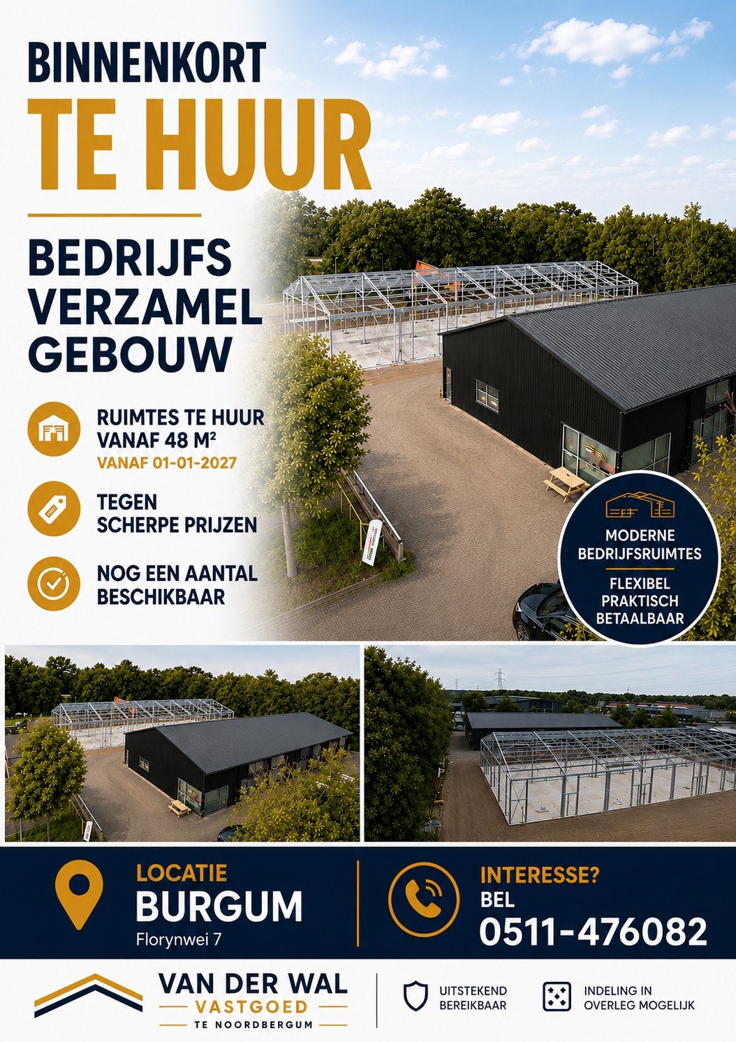 Nieuw Bedrijfspand te Huur - Burgum, 48 m², Huur, Bedrijfsruimte
