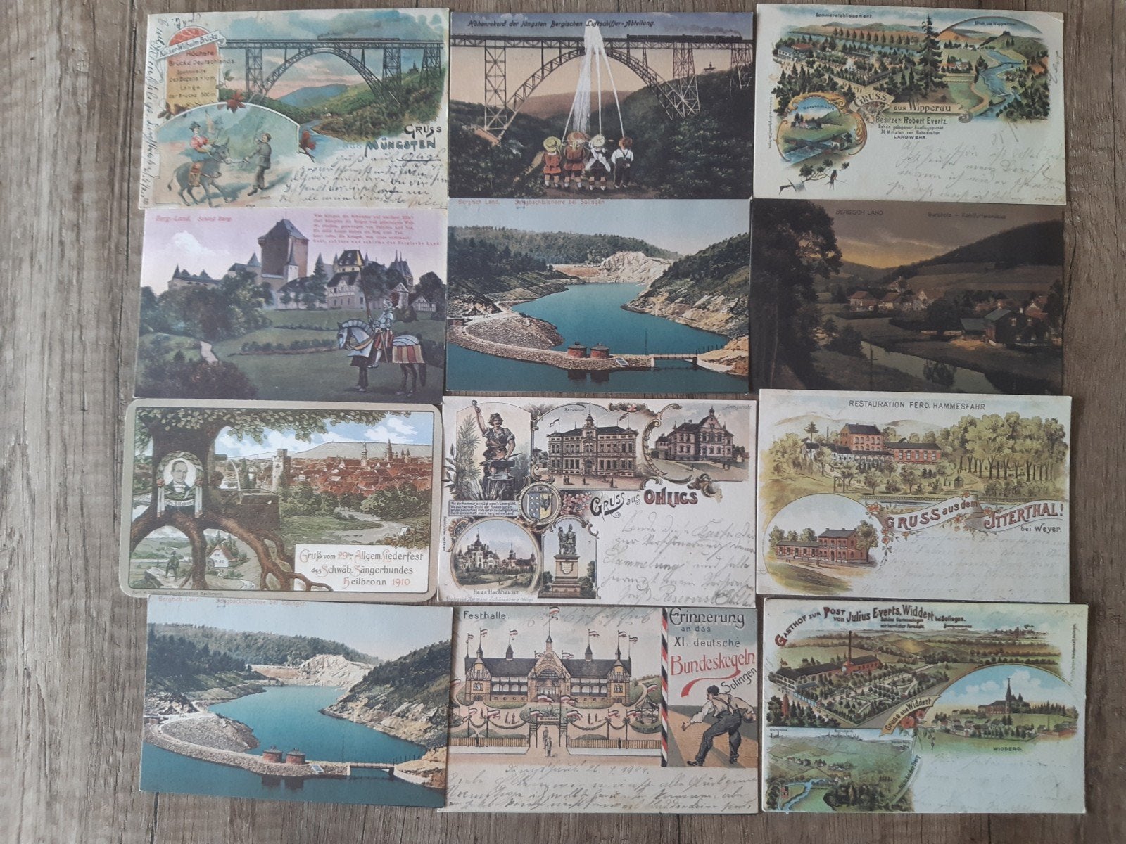 Collectie van 12 oude Duitse ansichtkaarten, ca. 1900-1920, Verzenden, Voor 1920, Duitsland