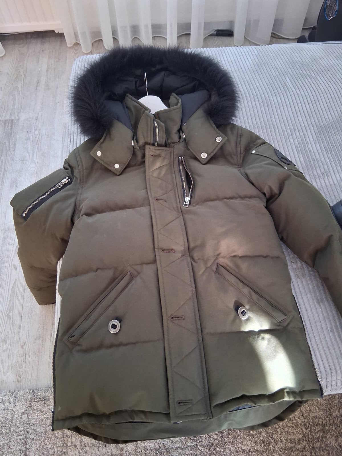 Winterjas parka van Moose Knuckles Canada maat S, Ophalen, Zo goed als nieuw, Maat 46 (S) of kleiner, Bruin