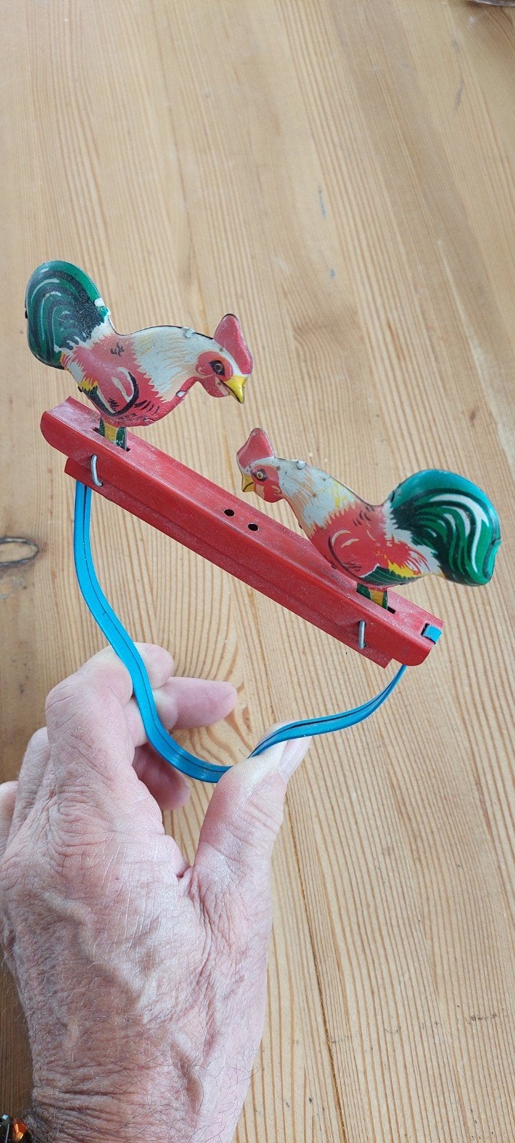 Vintage blikken speelgoed: Kippen op ladder, Ophalen of Verzenden