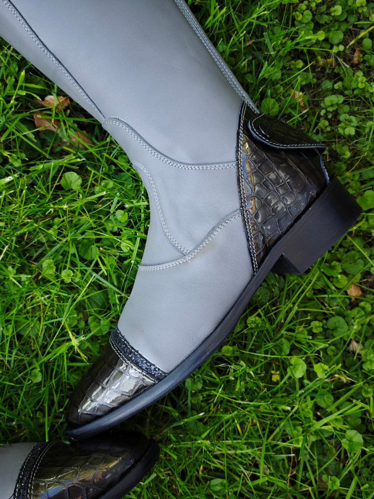 Grijs leren paardrijlaarzen maat 41 kuit 36.8cm, It, Dressuur, Nieuw, Ophalen of Verzenden