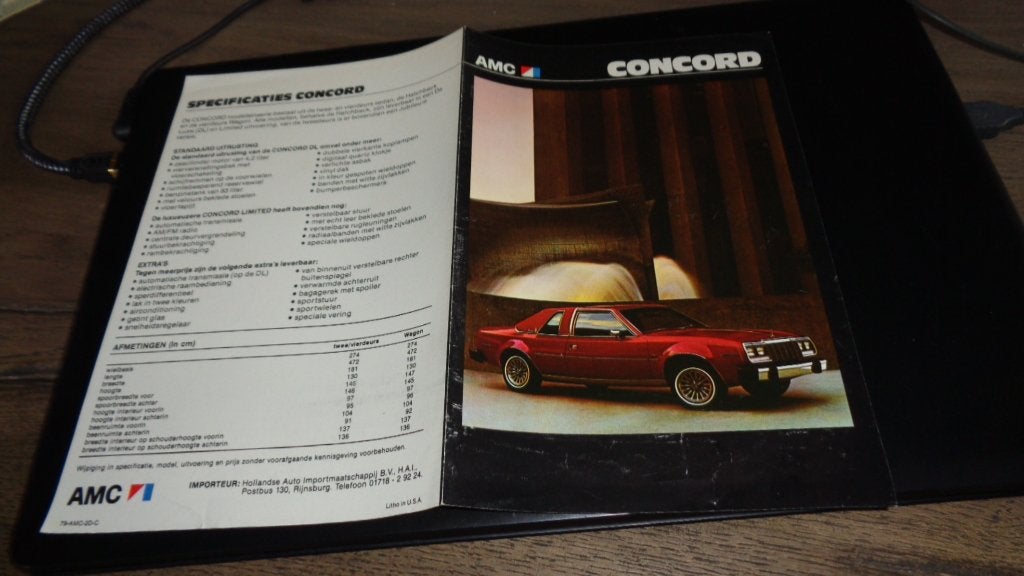 Folder  AMC  CONCORD  ,  1979, Verzenden, Zo goed als nieuw, Overige merken
