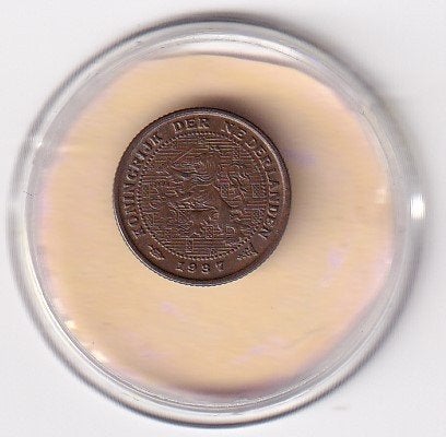 1/2 Cent 1937 ruim Fraai, Verzenden, Koningin Wilhelmina, Overige waardes, Losse munt