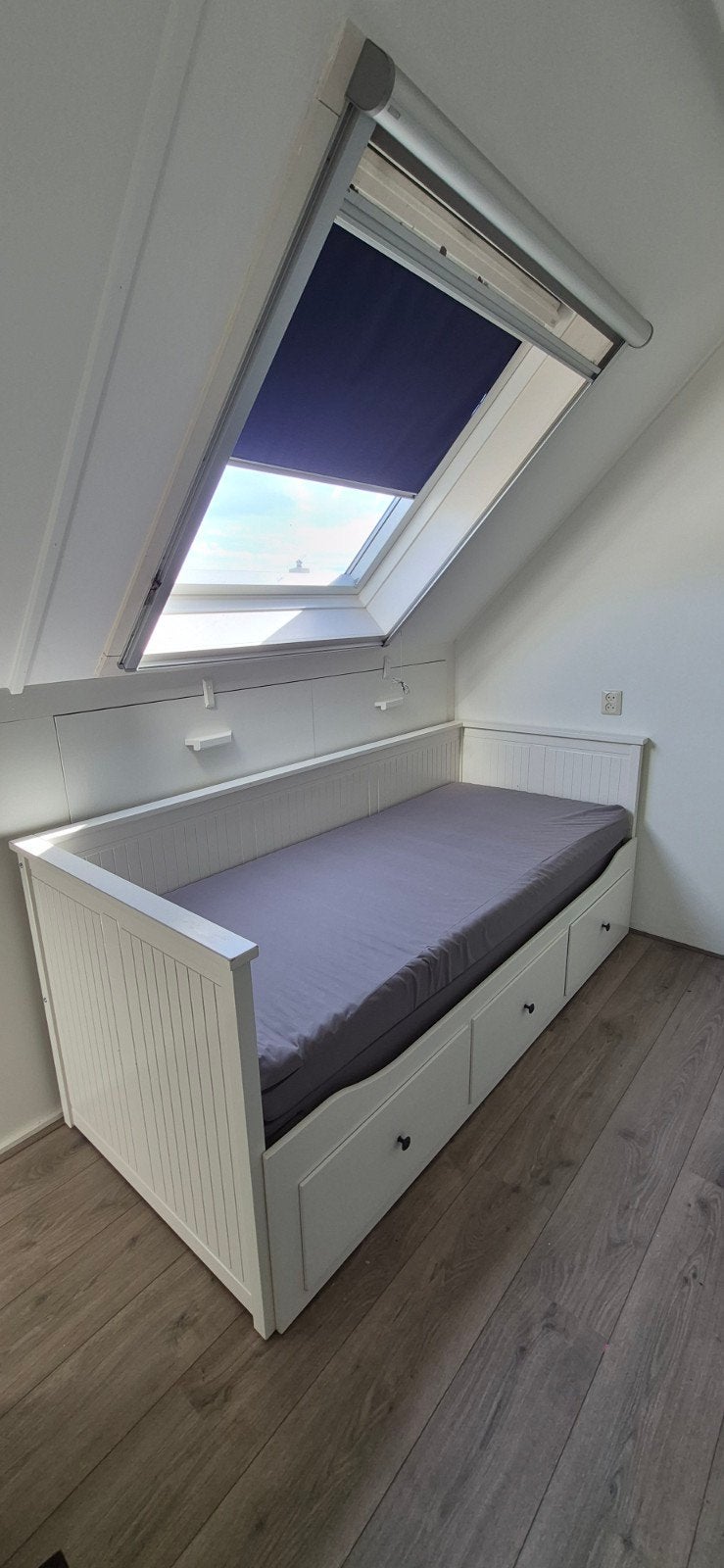 IKEA HEMNES uitschuifbed incl matrassen-lattenbodems-lades, Ophalen, Gebruikt, Wit, Tweepersoons