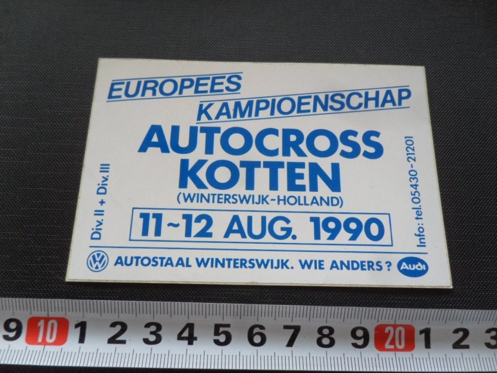sticker VW AUDI EK autocross kotten winterswijk 1990 *, Ophalen, Zo goed als nieuw