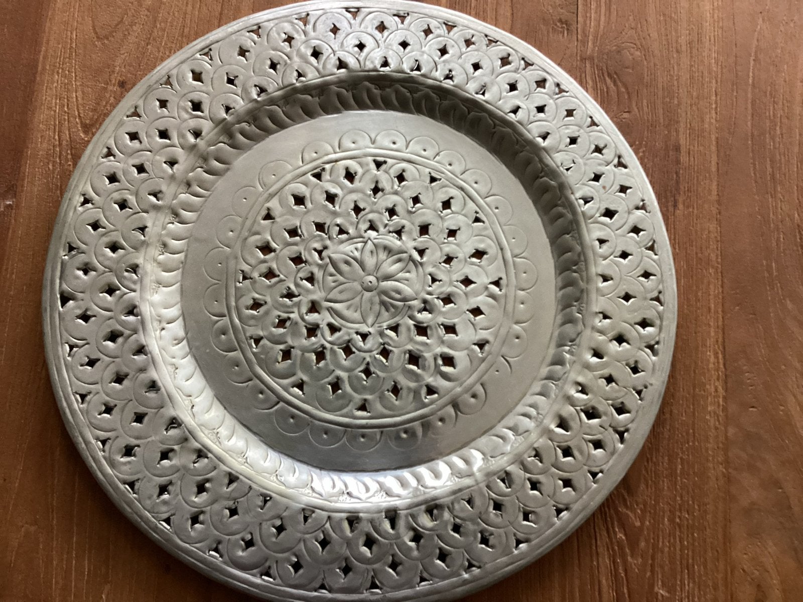 Oosters metalen dienblad/schaal - Decoratief en stijlvol, Ophalen, Gebruikt, Rond, Metaal