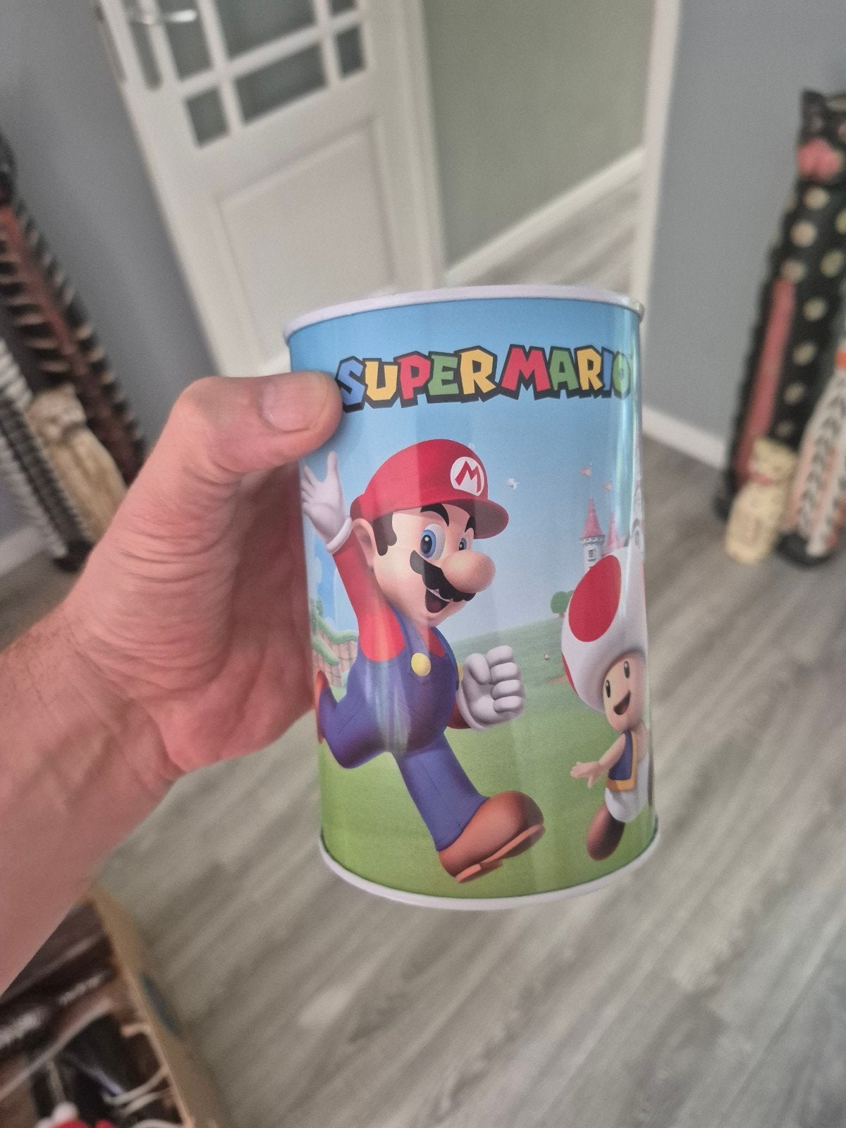 Super Mario spaarpot - Leuk cadeau voor gamers, Ophalen of Verzenden, Gebruikt, Metaal of Blik, Strip- of Tekenfilmfiguur