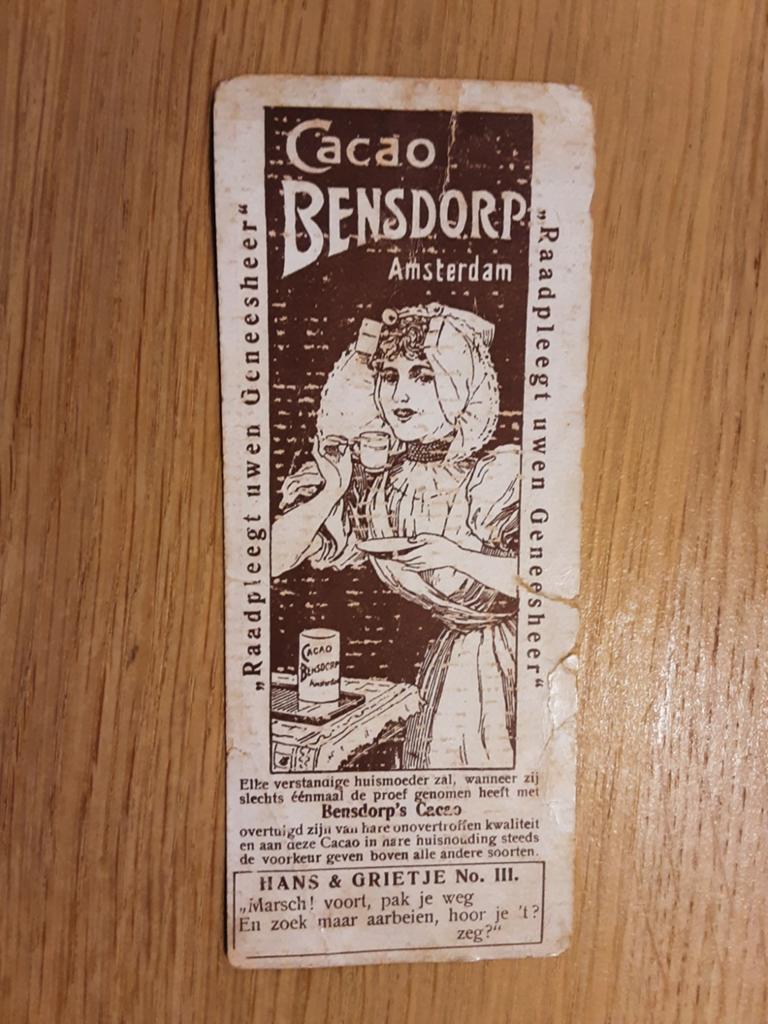 Reclameplaatje Cacao Bensdorp Hans en Grietje, Verzamelen, Ophalen of Verzenden, Gebruikt