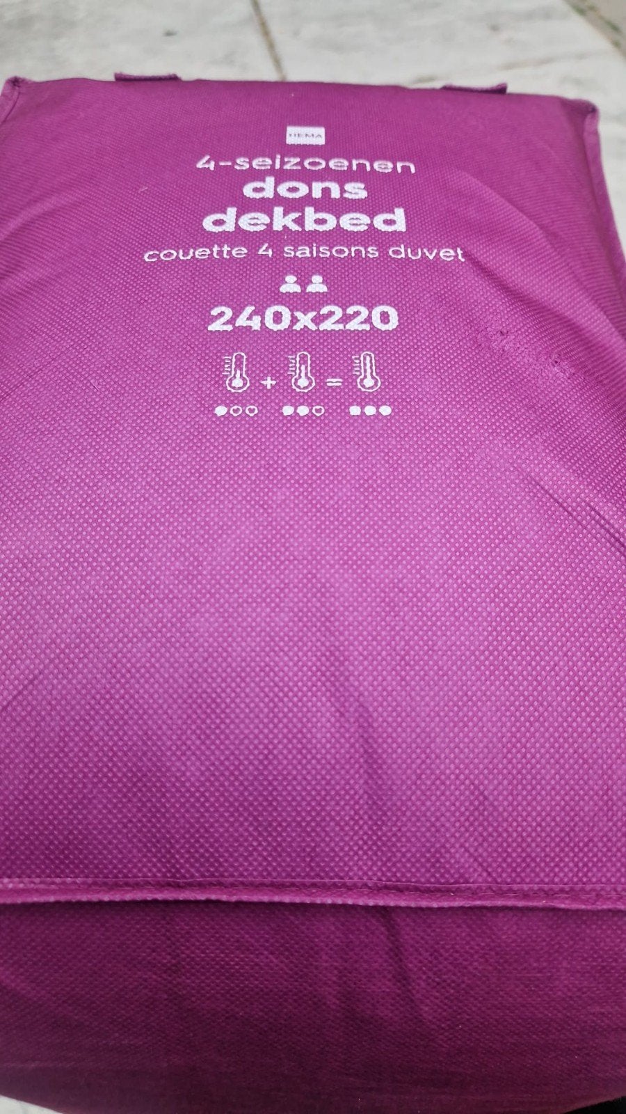 Nieuw HEMA 4-seizoenen dons dekbed 240x220, Lits-jumeaux, Paars, Nieuw, Dons en Veren