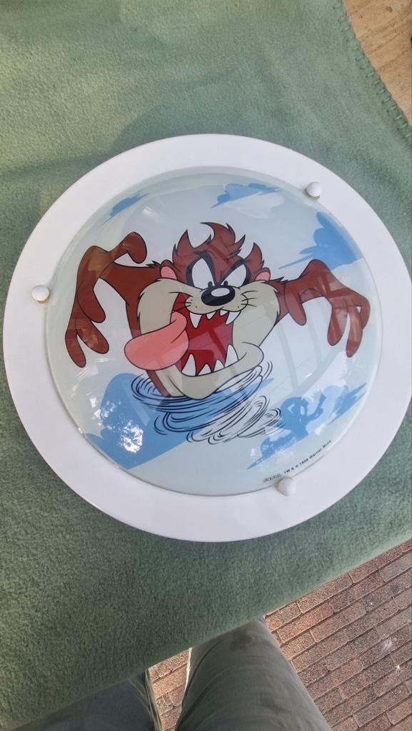 Leuke Tasmanian Devil plafondlamp 31 cm, Ophalen of Verzenden, Zo goed als nieuw, Glas, Looney Tunes
