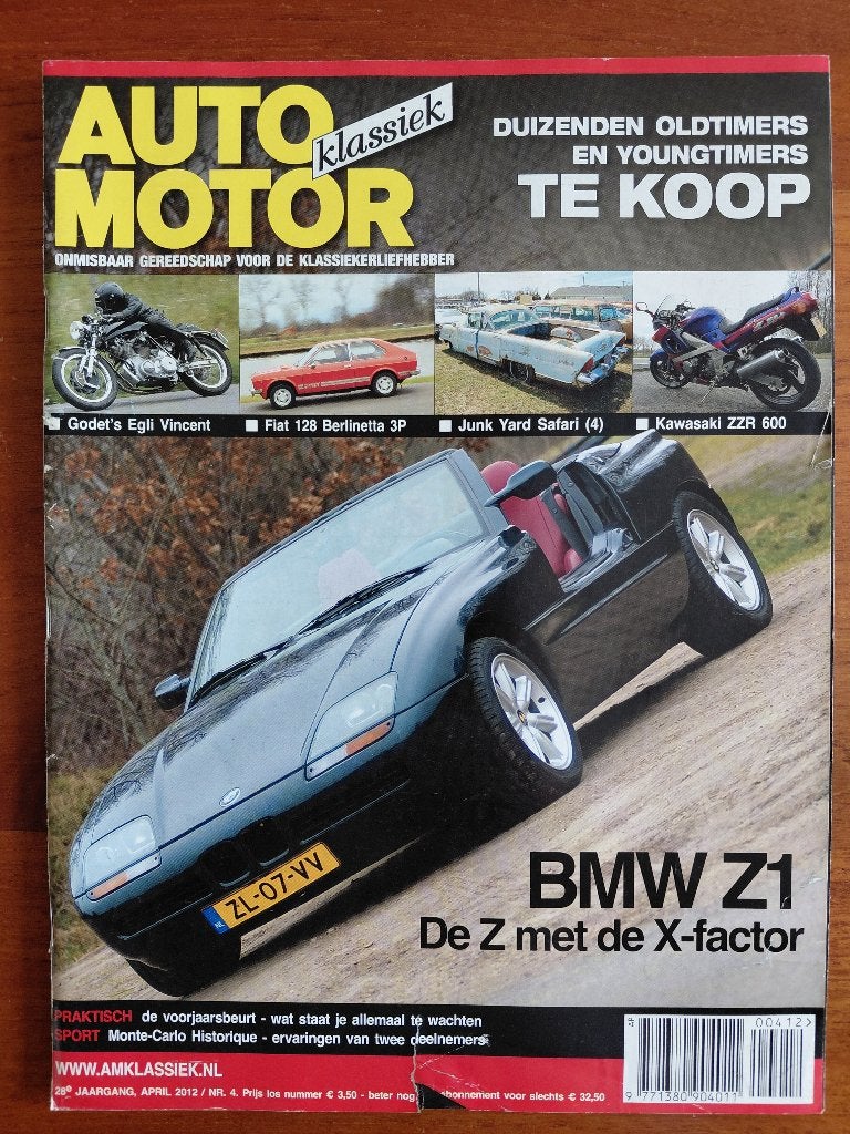 Auto Motor Klassiek 4 2012 Z1, Fiat 128 3P, Kawasaki ZZR600, Ophalen of Verzenden, Zo goed als nieuw, BMW
