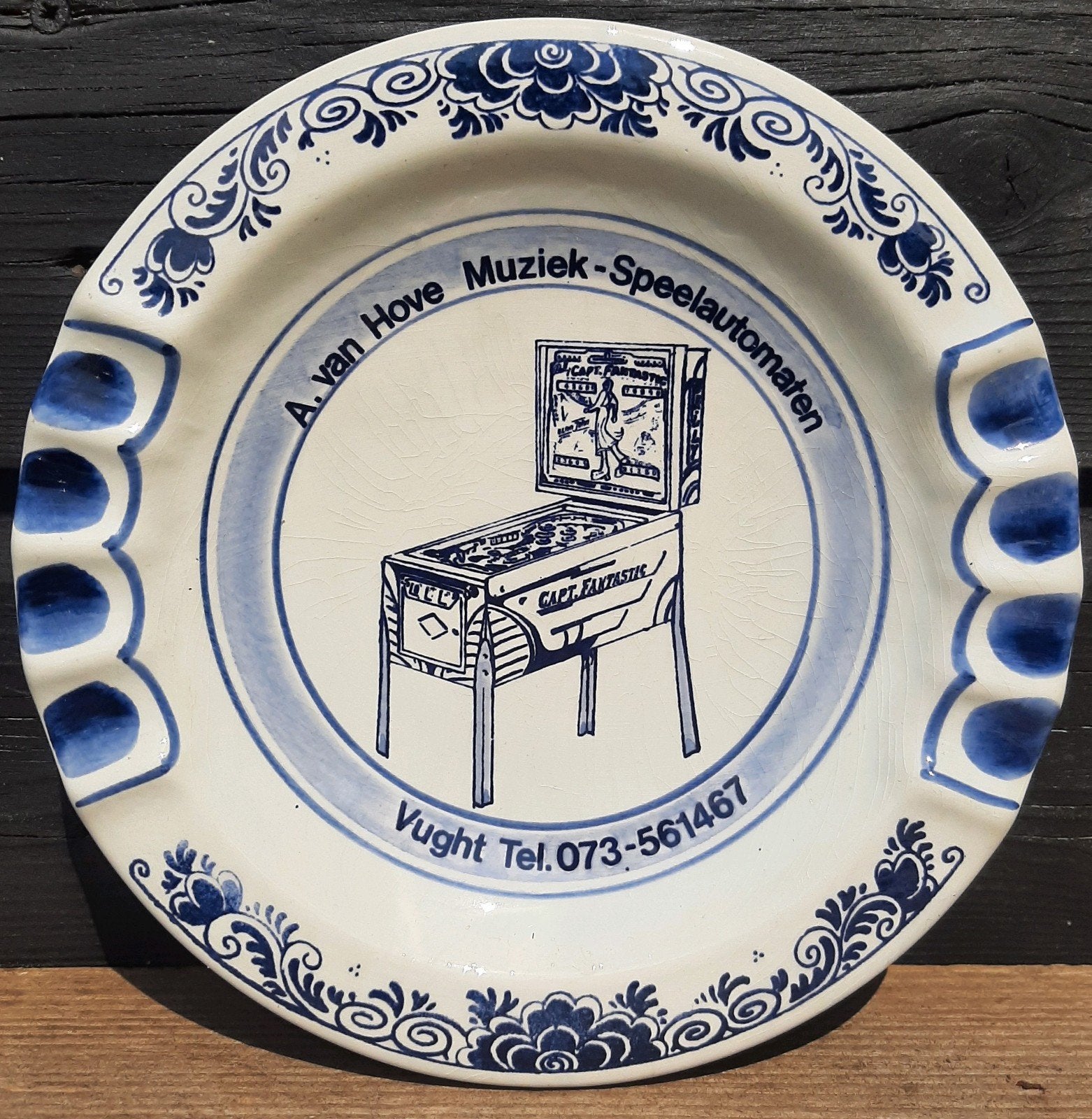 Delfts Blauw Asbak - (Muziek - Speelautomaten A. van Hove), Ophalen of Verzenden, Asbak