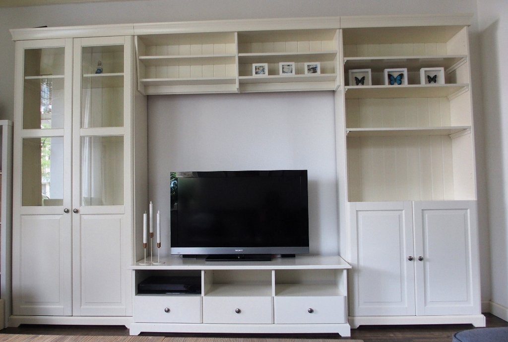 Liatorp boeken-/vitrinekast, tv meubel met verbindingsplank, Ophalen, Gebruikt, 200 cm of meer, 200 cm of meer