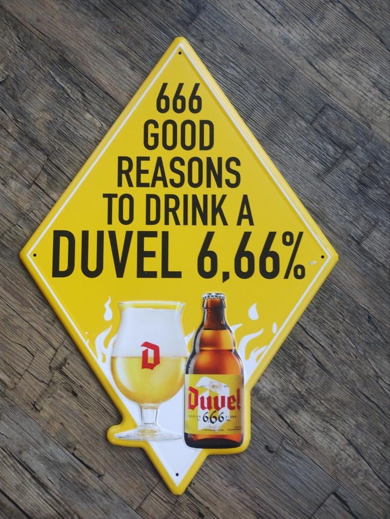 Duvel 666 bier reclamebord, Ophalen of Verzenden, Nieuw, Reclamebord, Plaat of Schild, Duvel