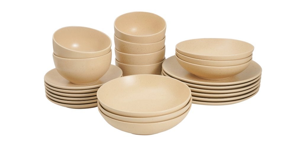 by fonQ Pebbled Serviesset 24-delig Beige | Van €129, nu, Byfonq, Byfonq, Nieuw, Ophalen of Verzenden