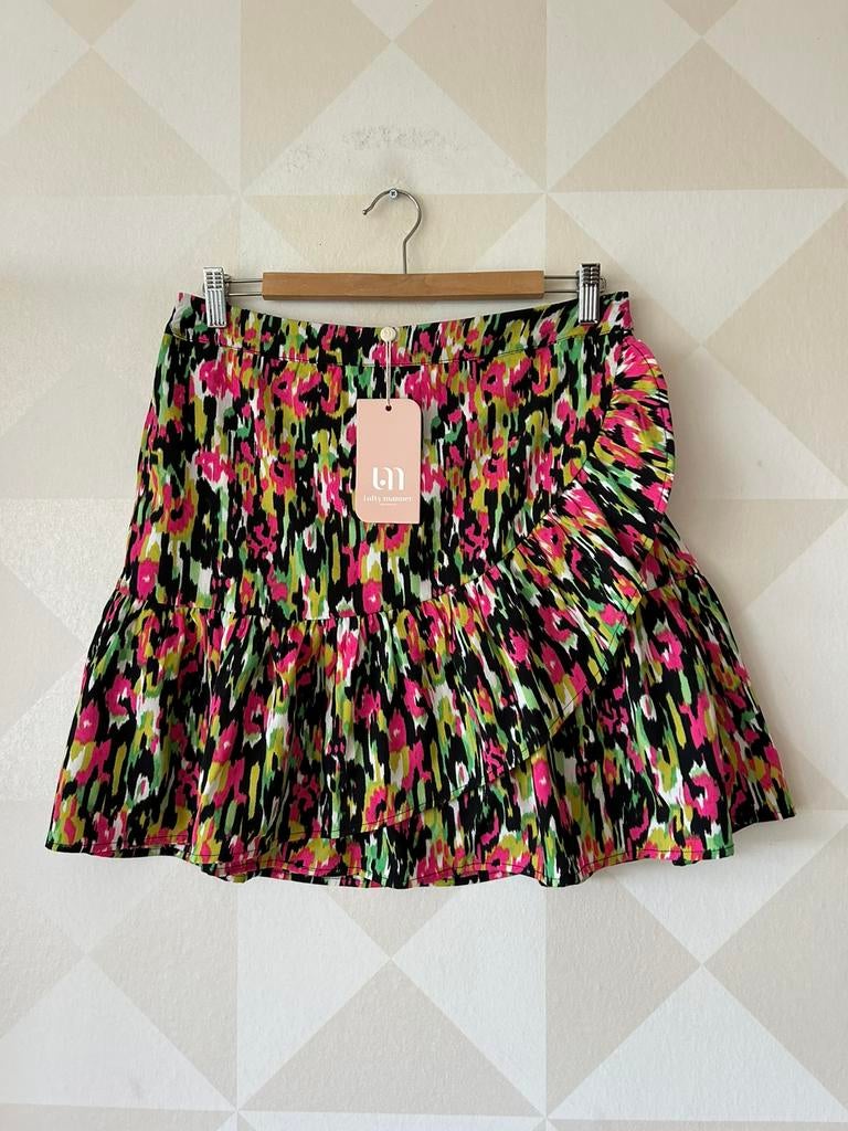 Lofty Manner rok ruche roze groen L/40 NIEUW, Kleding | Dames, Rokken, Maat 42/44 (L), Nieuw, Ophalen of Verzenden, Roze