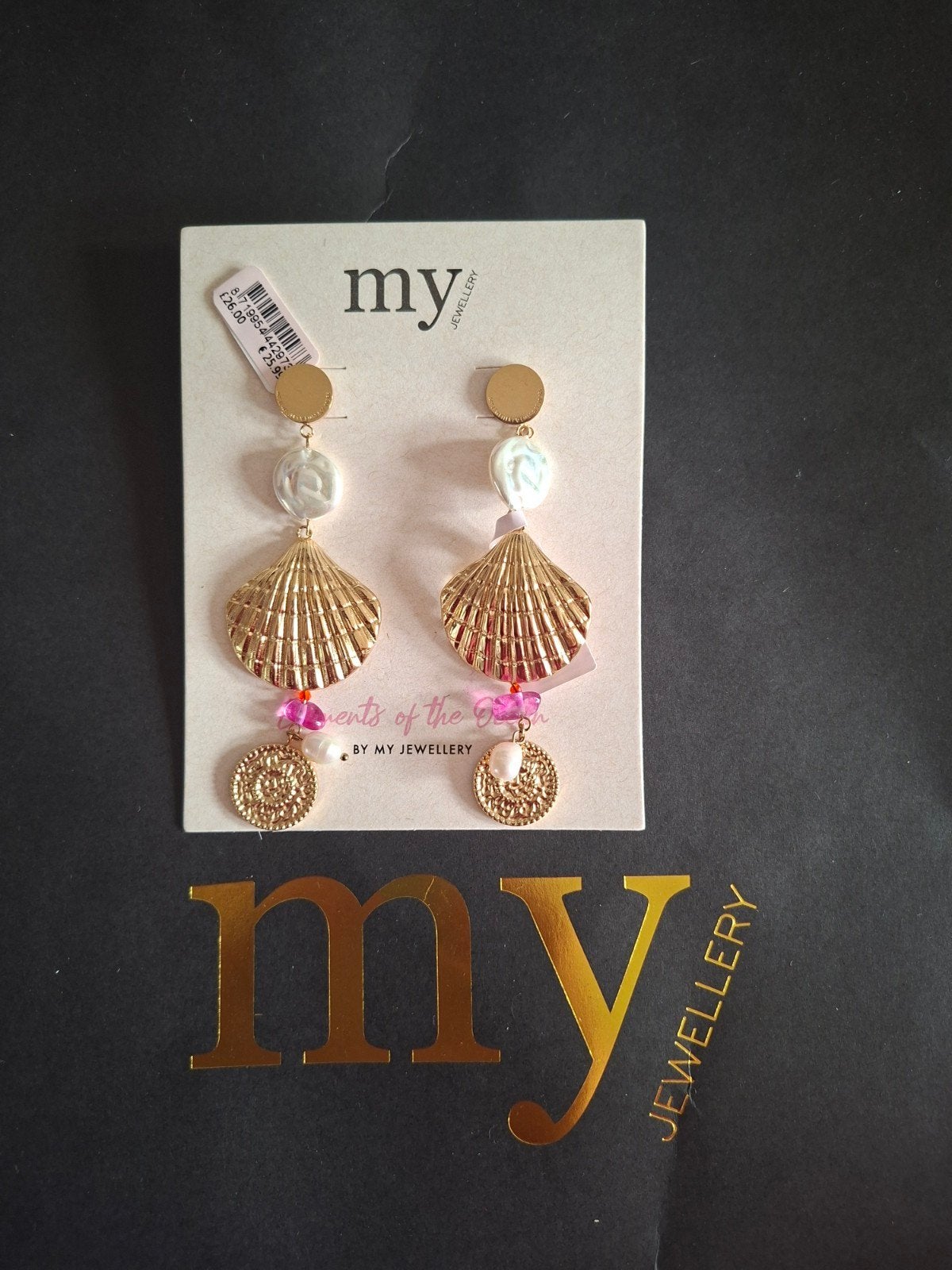 My Jewellery oorbellen goudkleurig met schelpen en parels, Sieraden, Tassen en Uiterlijk, Overige materialen, Hangers, Nieuw, Ophalen of Verzenden