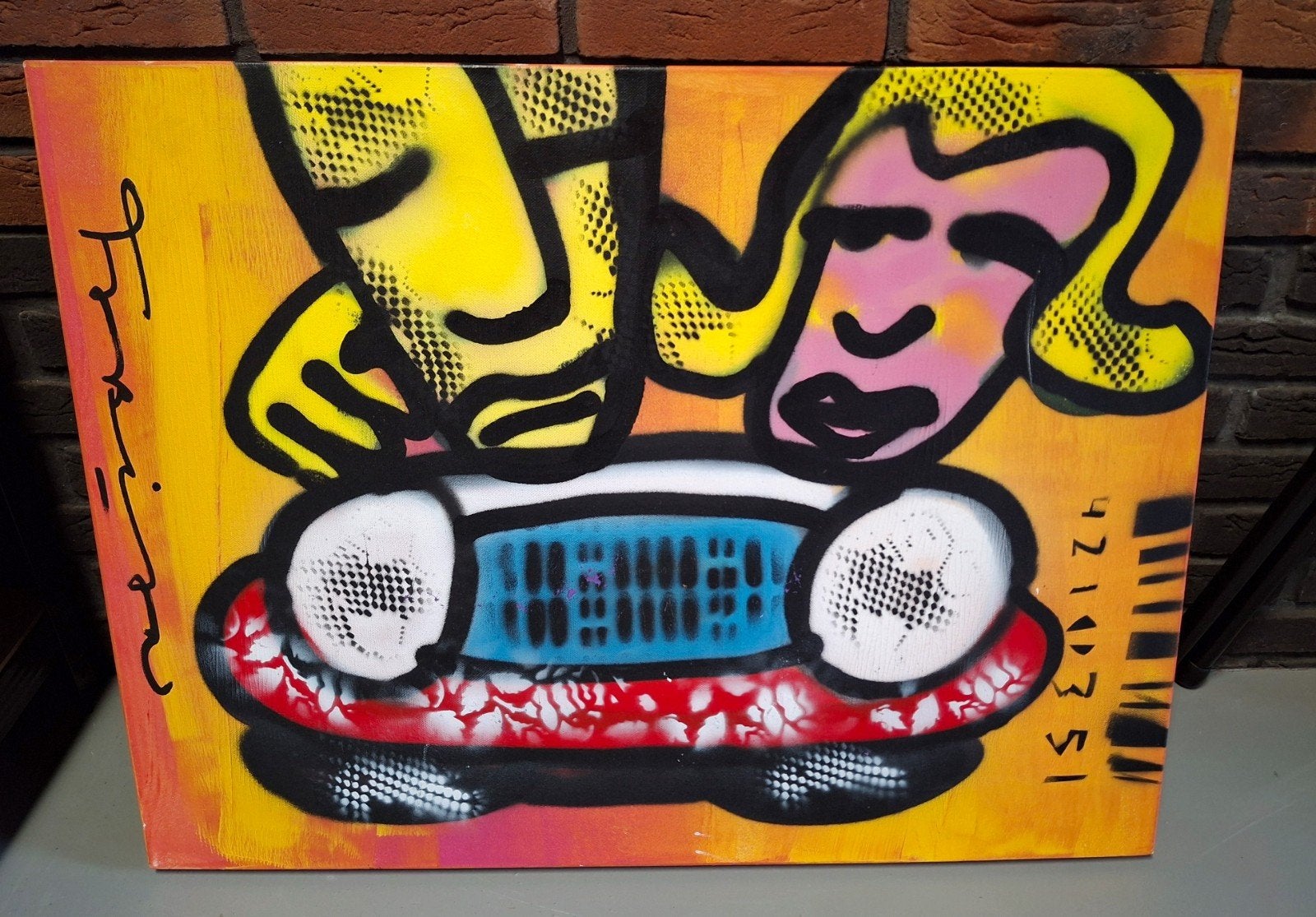 Modern Schilderij 'Happy Together' van Fabian (2014), Ophalen, Figuren, Handgeschilderd, Gemengde techniek