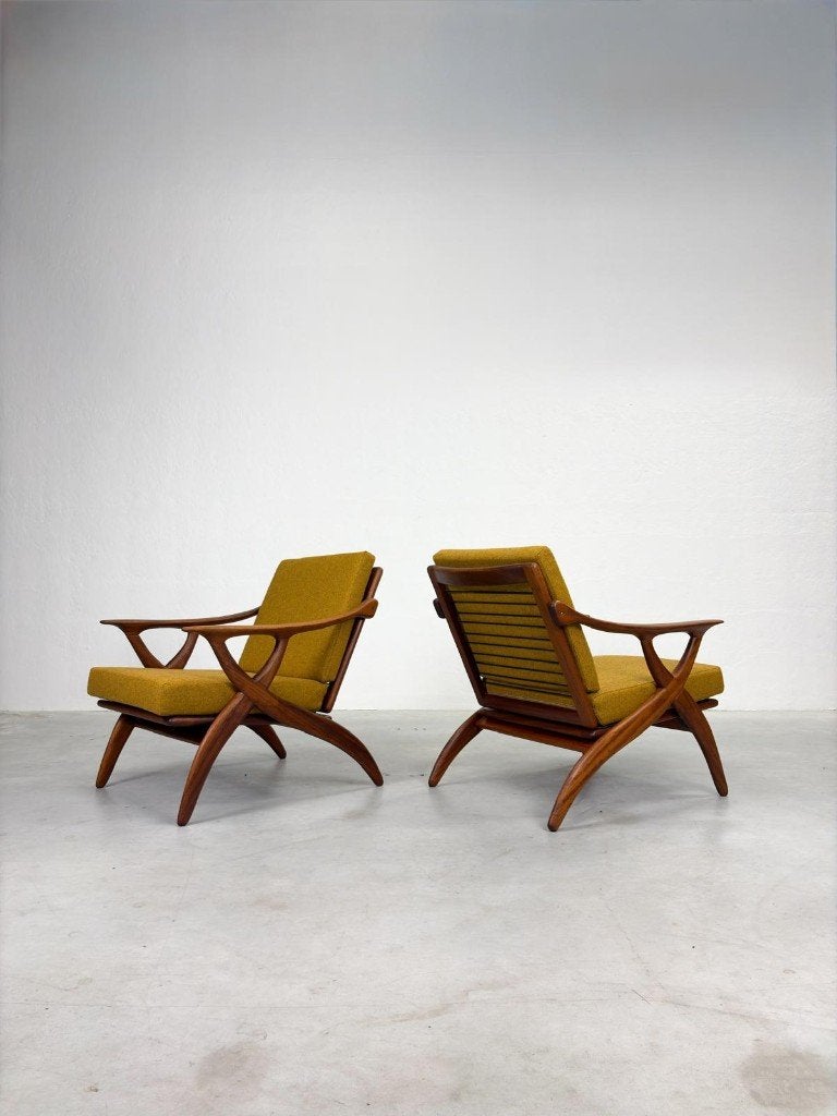 Mid-century Fauteuils van De Ster Geldermalsen, Ophalen, 75 tot 100 cm, Zo goed als nieuw, 50 tot 75 cm