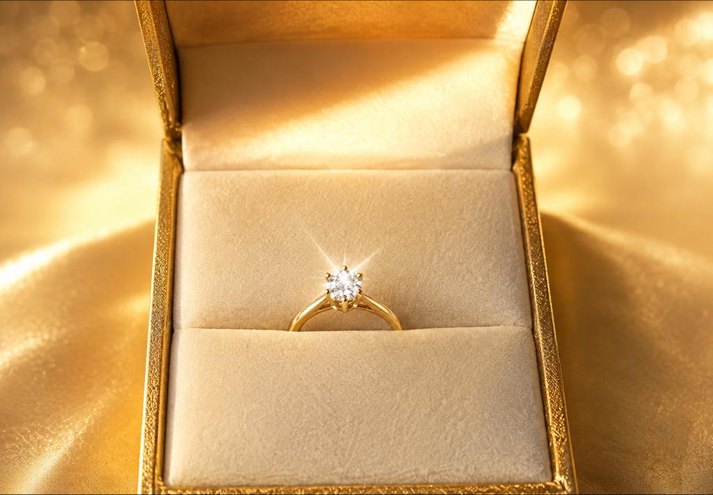 Ring goud met solitair diamant, Nieuw, Ophalen of Verzenden, 17 tot 18, Dame