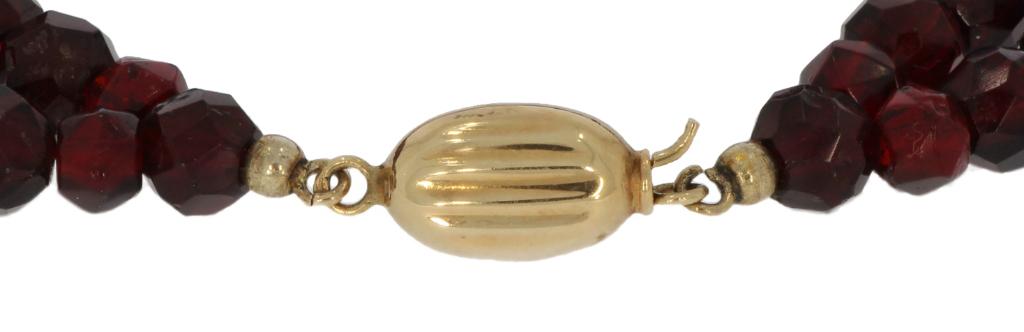 Granaat antieke armband 14k gouden slot vintage dames, Verzenden, Goud, Armband, Met edelsteen