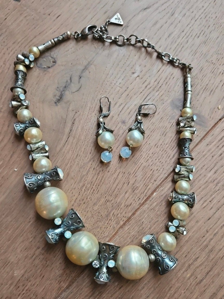 Bulatti ketting met oorbellen - Vintage stijl, Sieraden, Tassen en Uiterlijk, Overige materialen, Gebruikt, Ophalen of Verzenden