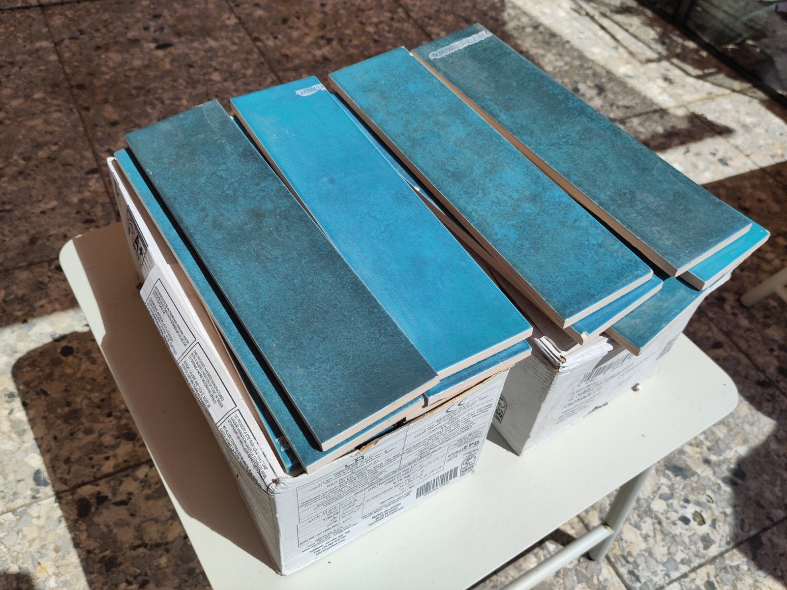 Turquoise wandtegels 7,5x30 cm (Geotiles), Ophalen, Nieuw, Minder dan 20 cm, Minder dan 20 cm