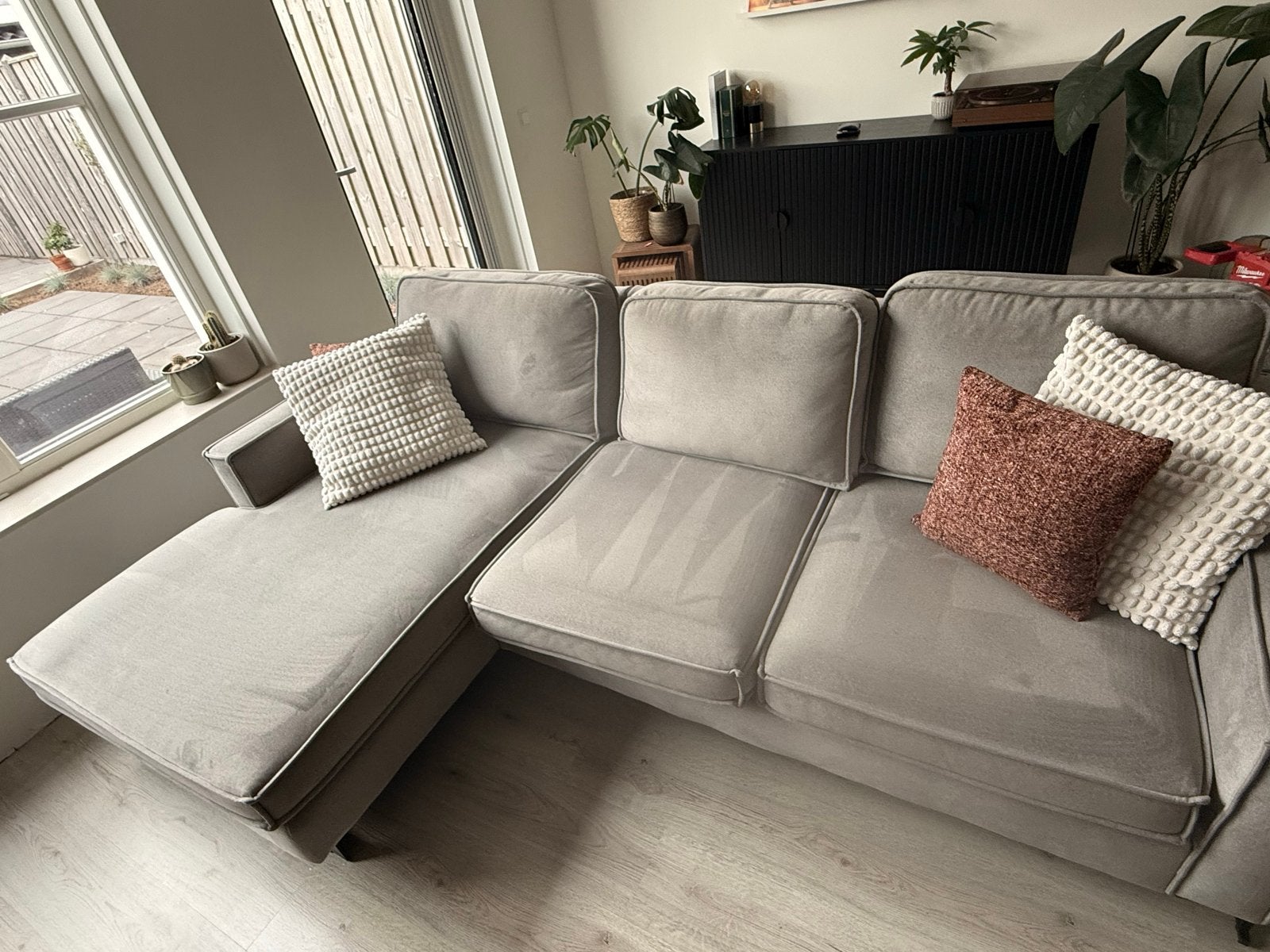 Nette Woonsquare bank met longchair, 250cm, rookvrij huis, Ophalen, 250 tot 300 cm, Gebruikt, Hoekbank