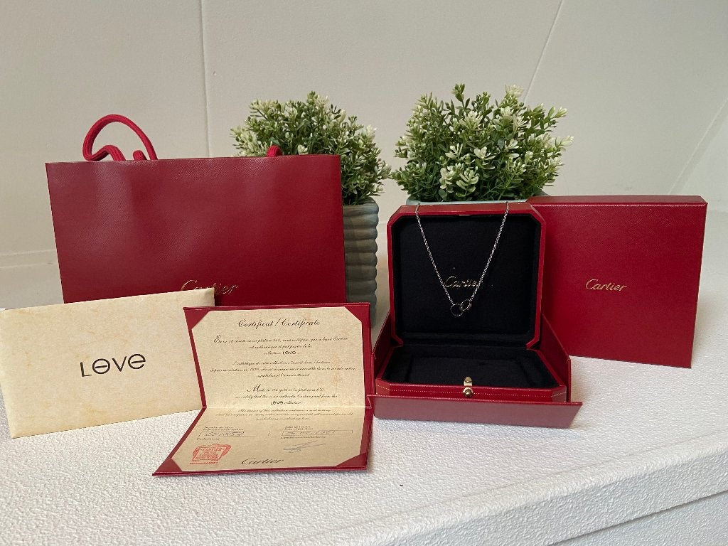 Cartier LOVE ketting – 18K witgoud – Full Set, Ophalen, Zo goed als nieuw, Wit, Goud