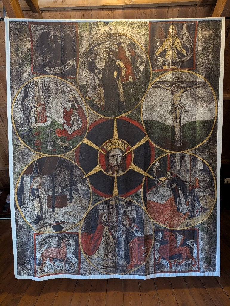 Groot religieus wandkleed kerkdoek, MISEREOR Hungertuch 1980, Antiek en Kunst, Ophalen of Verzenden